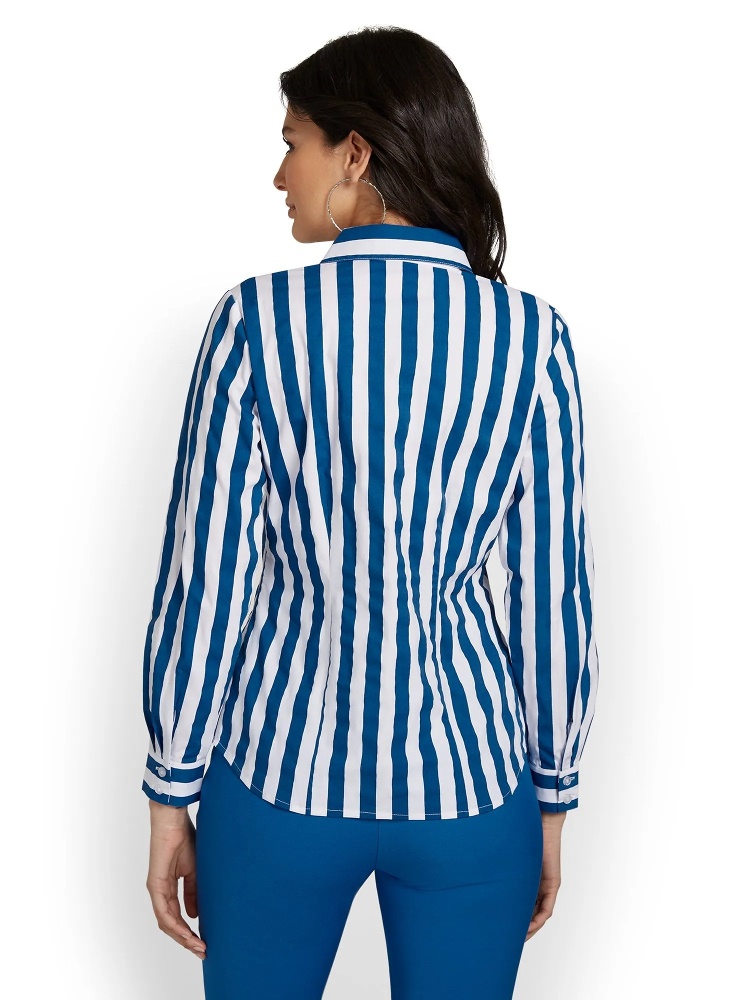 Striped Button-Front Blouse