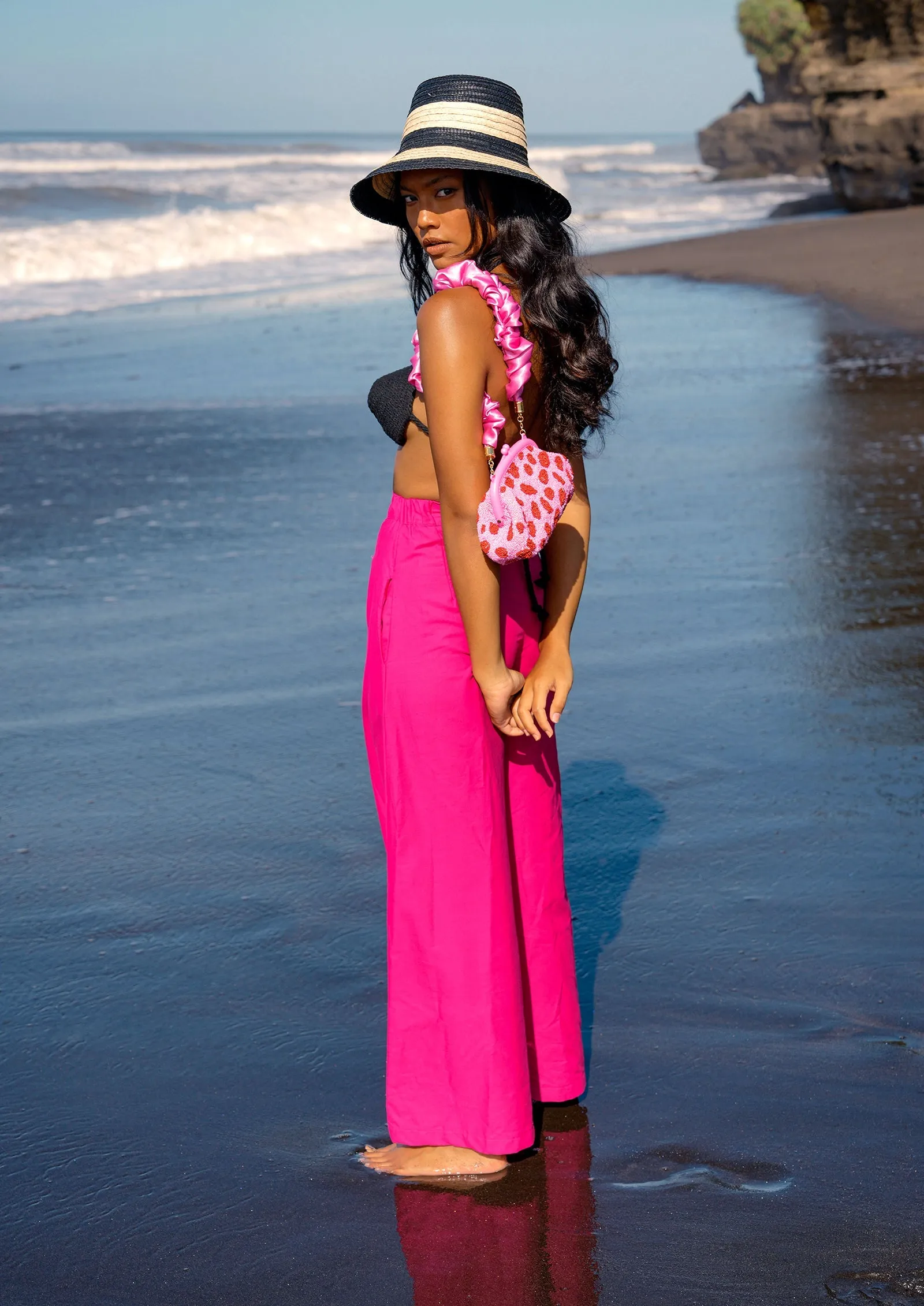 TAYLOR Wide-leg Palazzo Pants In Hot Pink