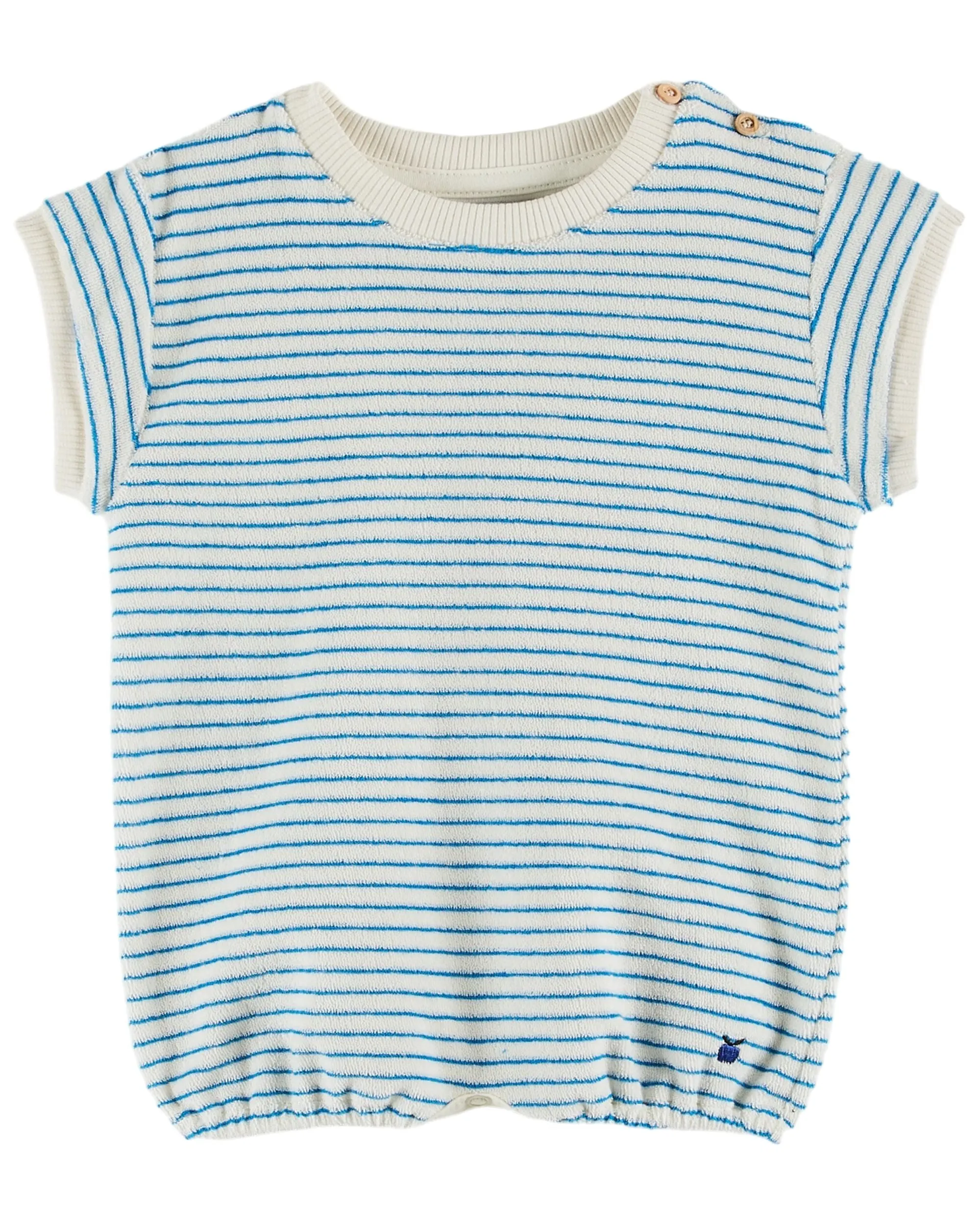 Terrycloth Romper, Azure Stripe