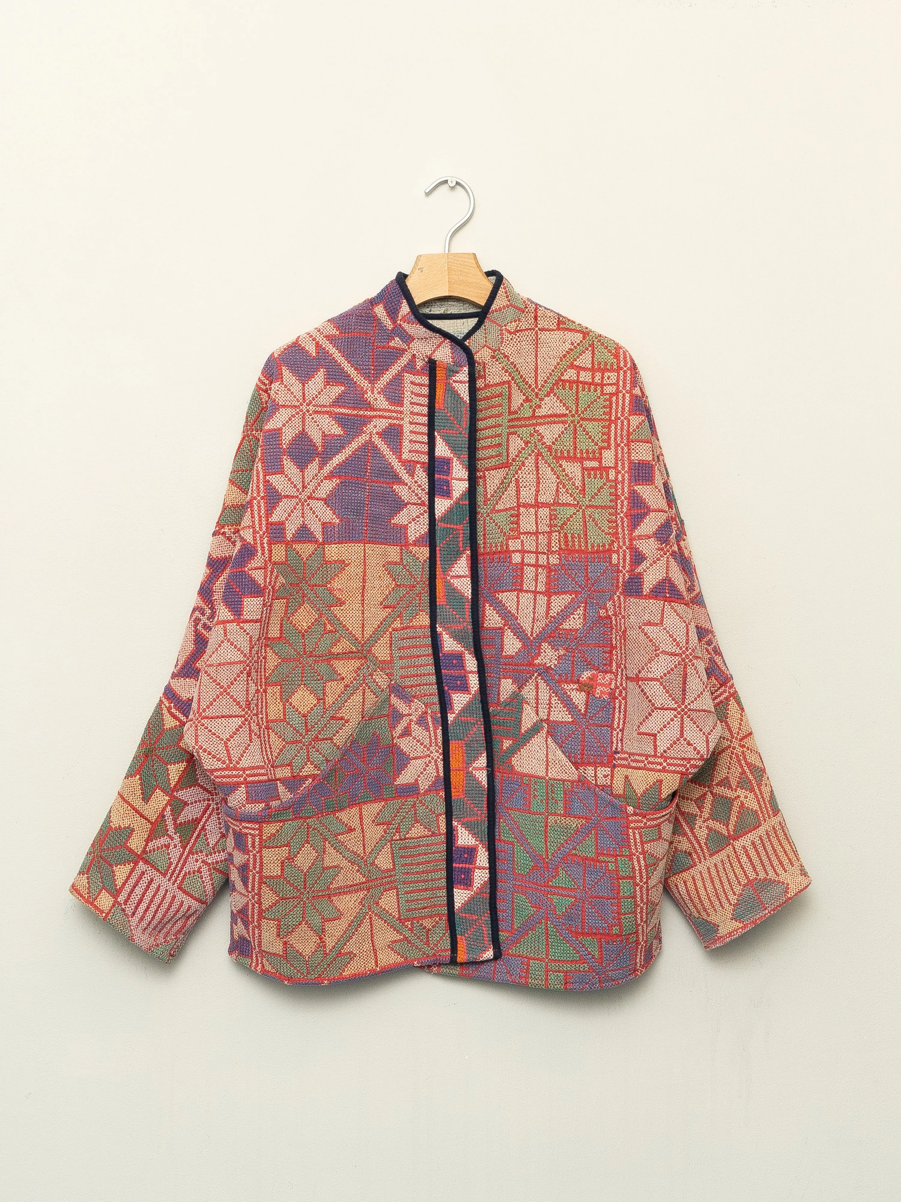 The Ishani Vintage Cross-Stitch Quilted Jacket