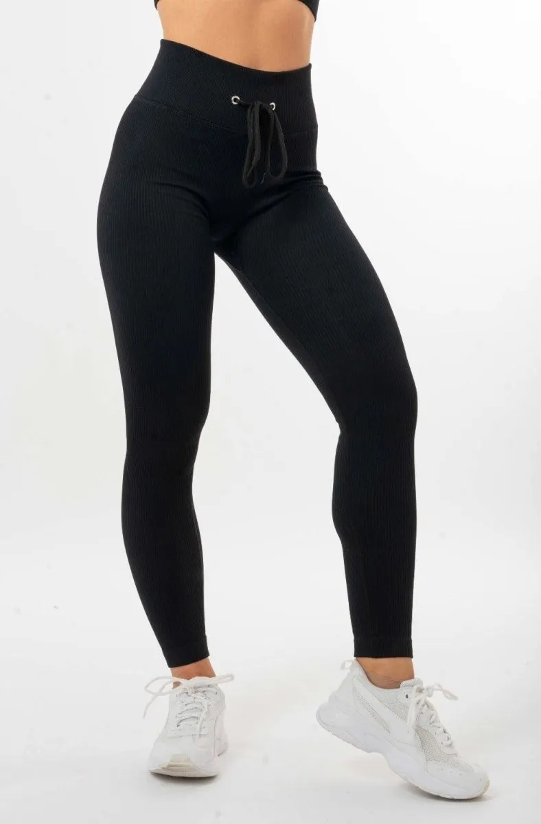 Tie Front Leggings - Black