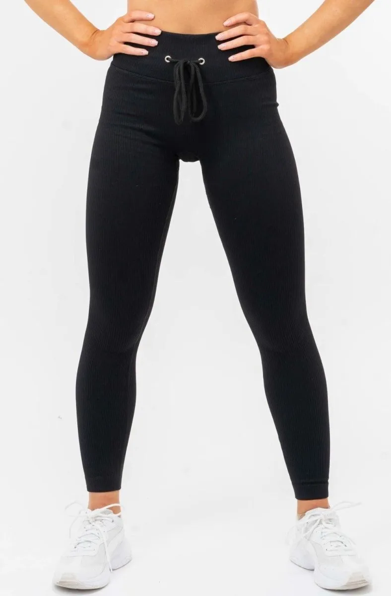 Tie Front Leggings - Black