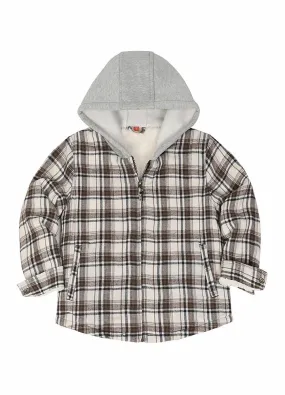 Toddler Boys and Girls Sherpa-Lined Full Zip Hooded Plaid Flannel Shirt