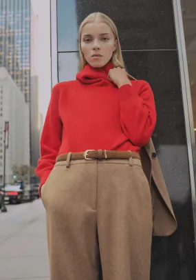 Turtleneck knitted sweater - Red