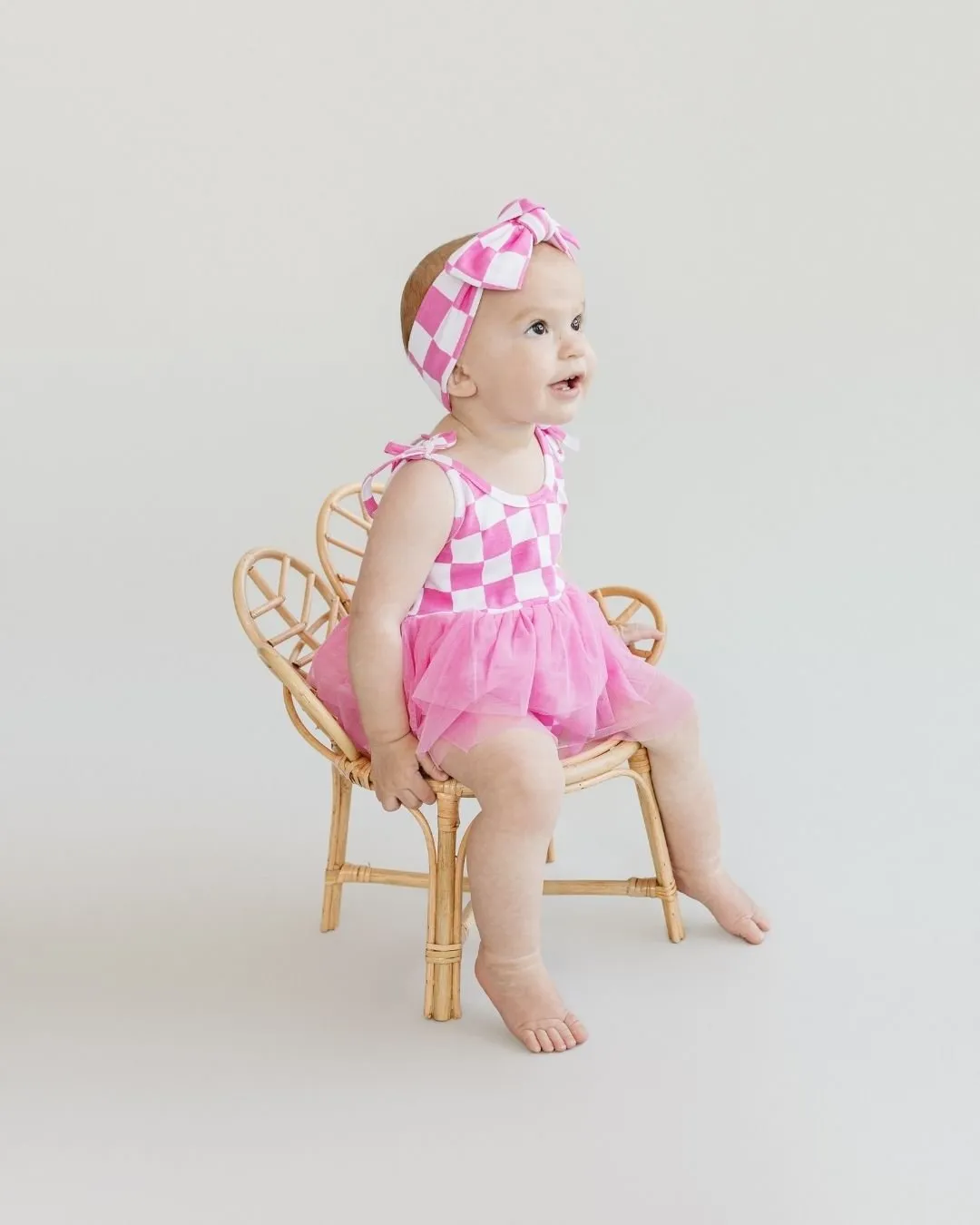 Tutu Romper | Checkered Bubble Gum