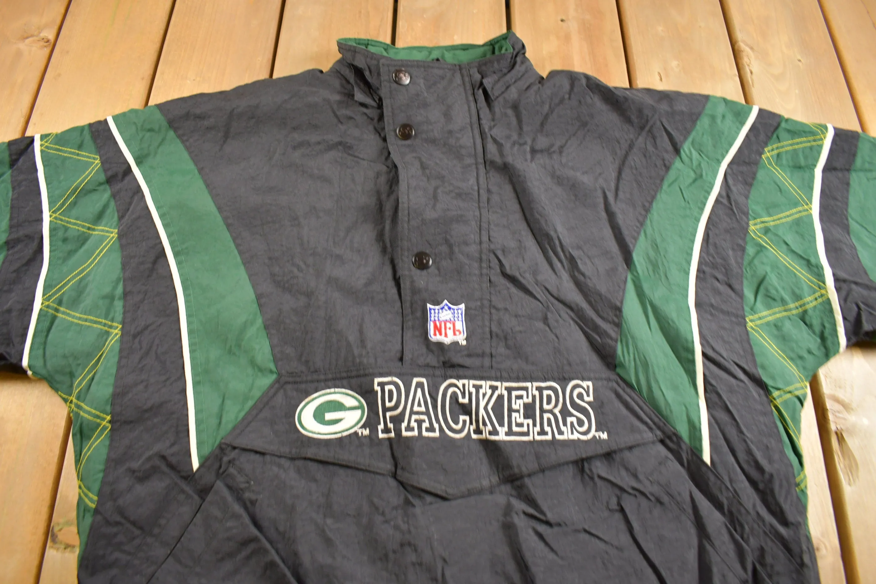 Vintage 1990s Green Bay Packers NFL Starter Pro Line Quarter Zip Jacket