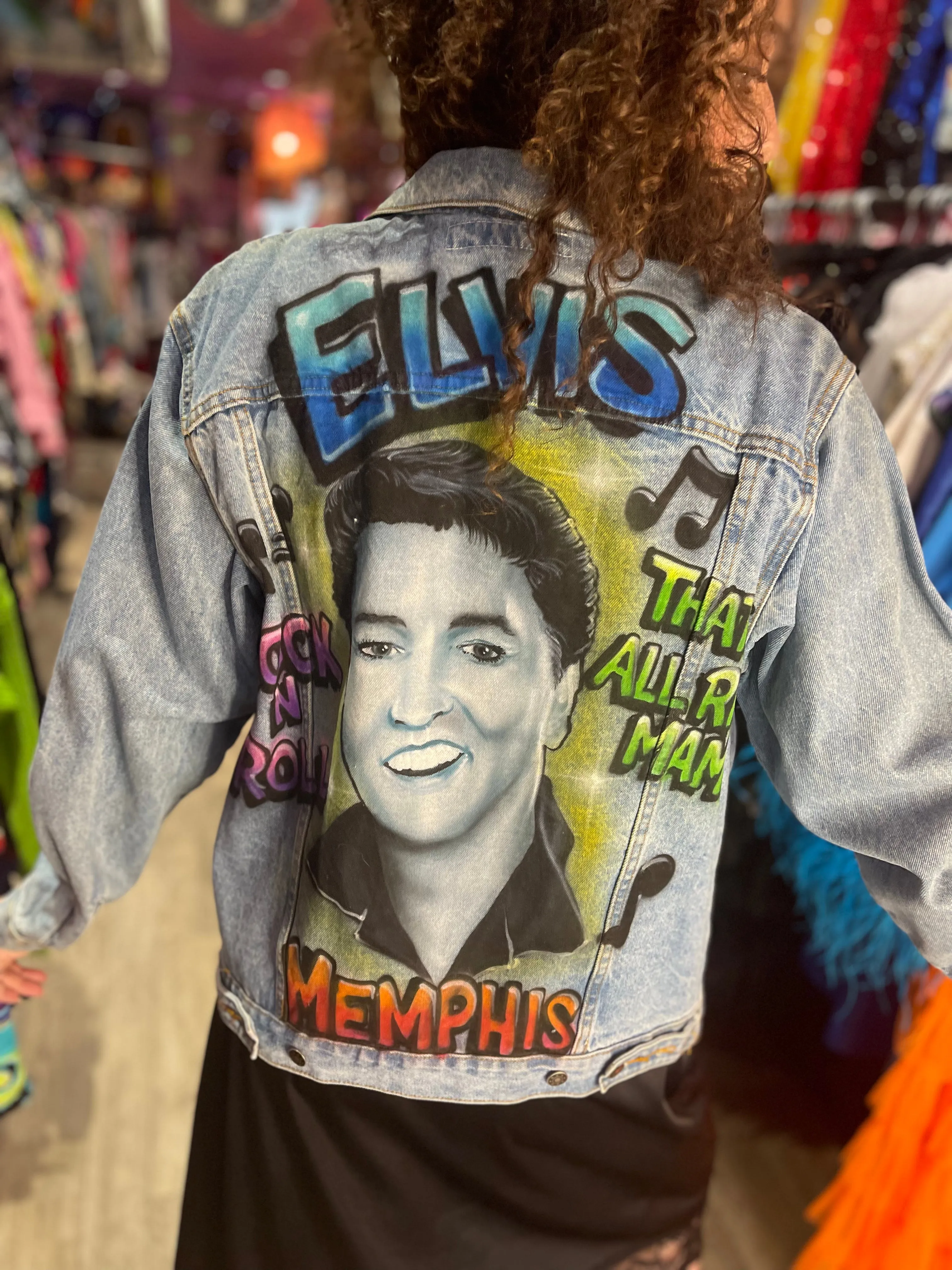 Vintage 80s Airbrushed Elvis Jean Jacket