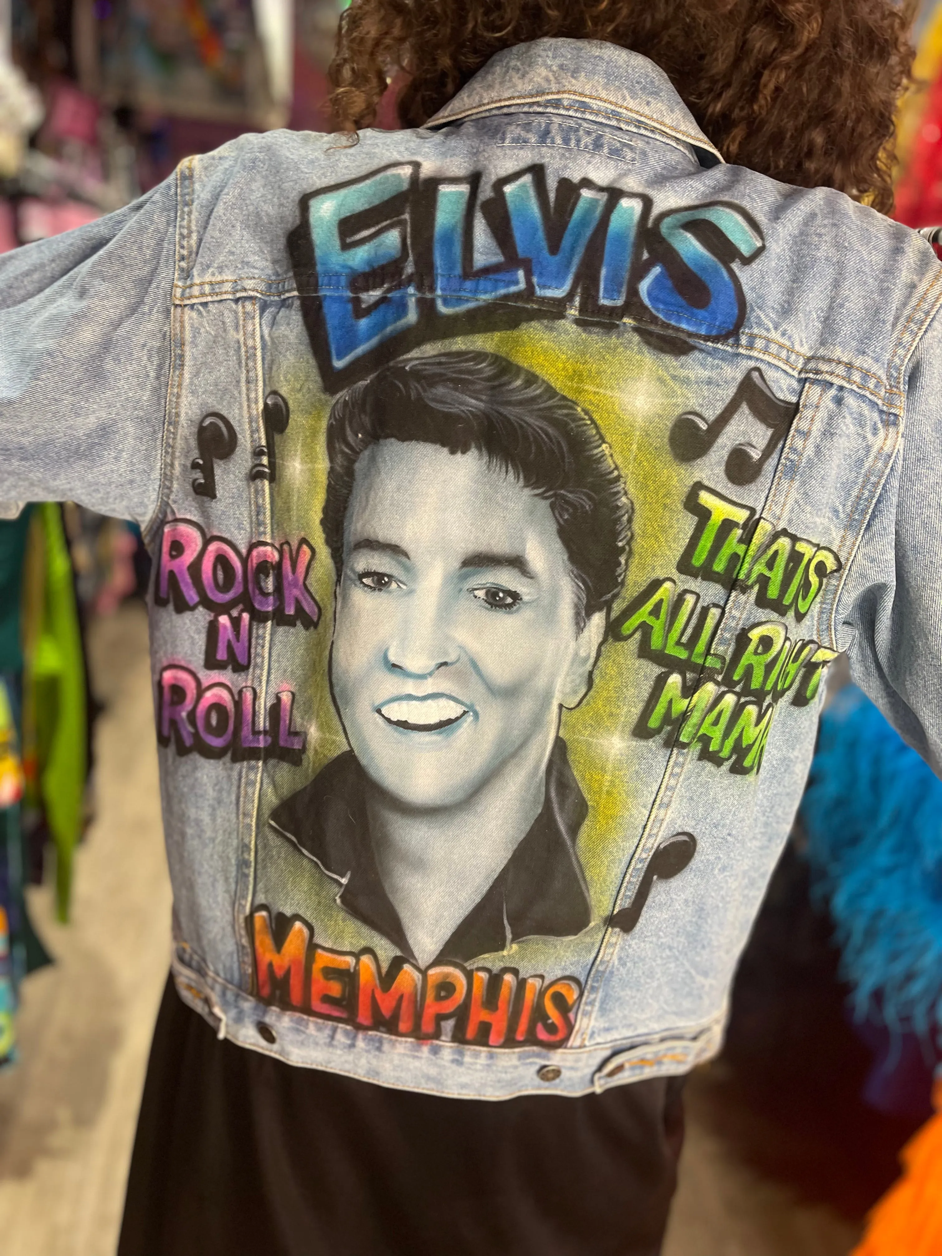 Vintage 80s Airbrushed Elvis Jean Jacket