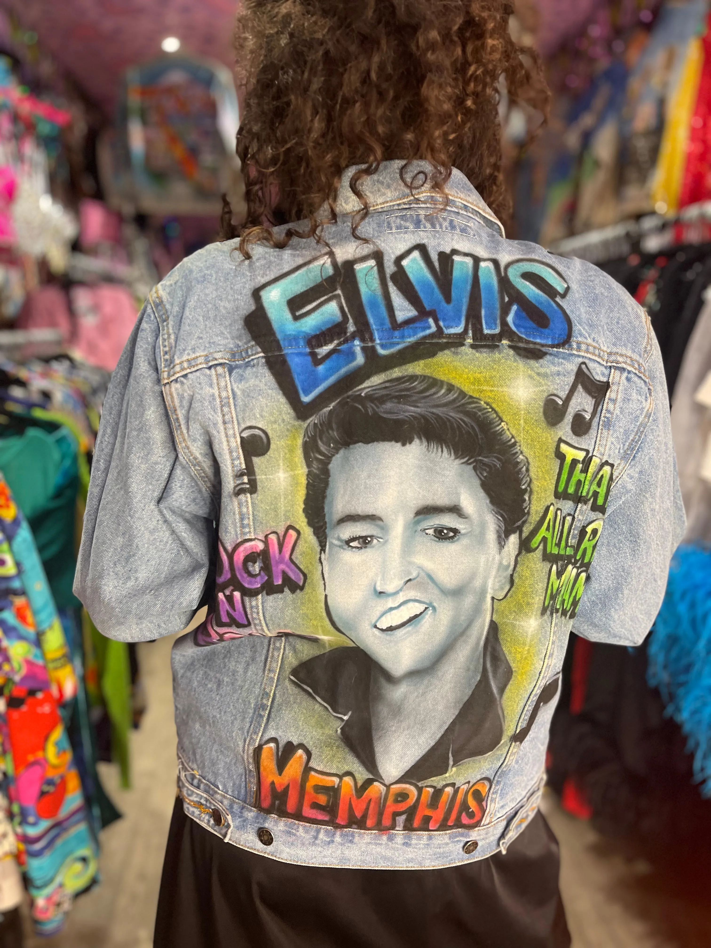 Vintage 80s Airbrushed Elvis Jean Jacket