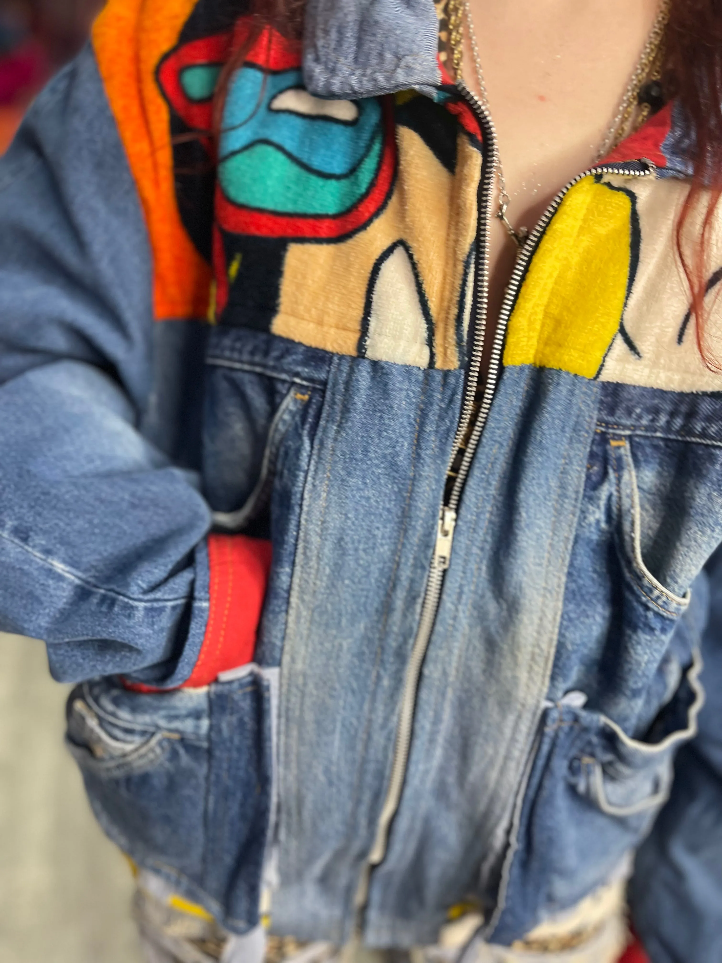 Vintage 80s Donald And Goofy Patchwork Denim Jacket