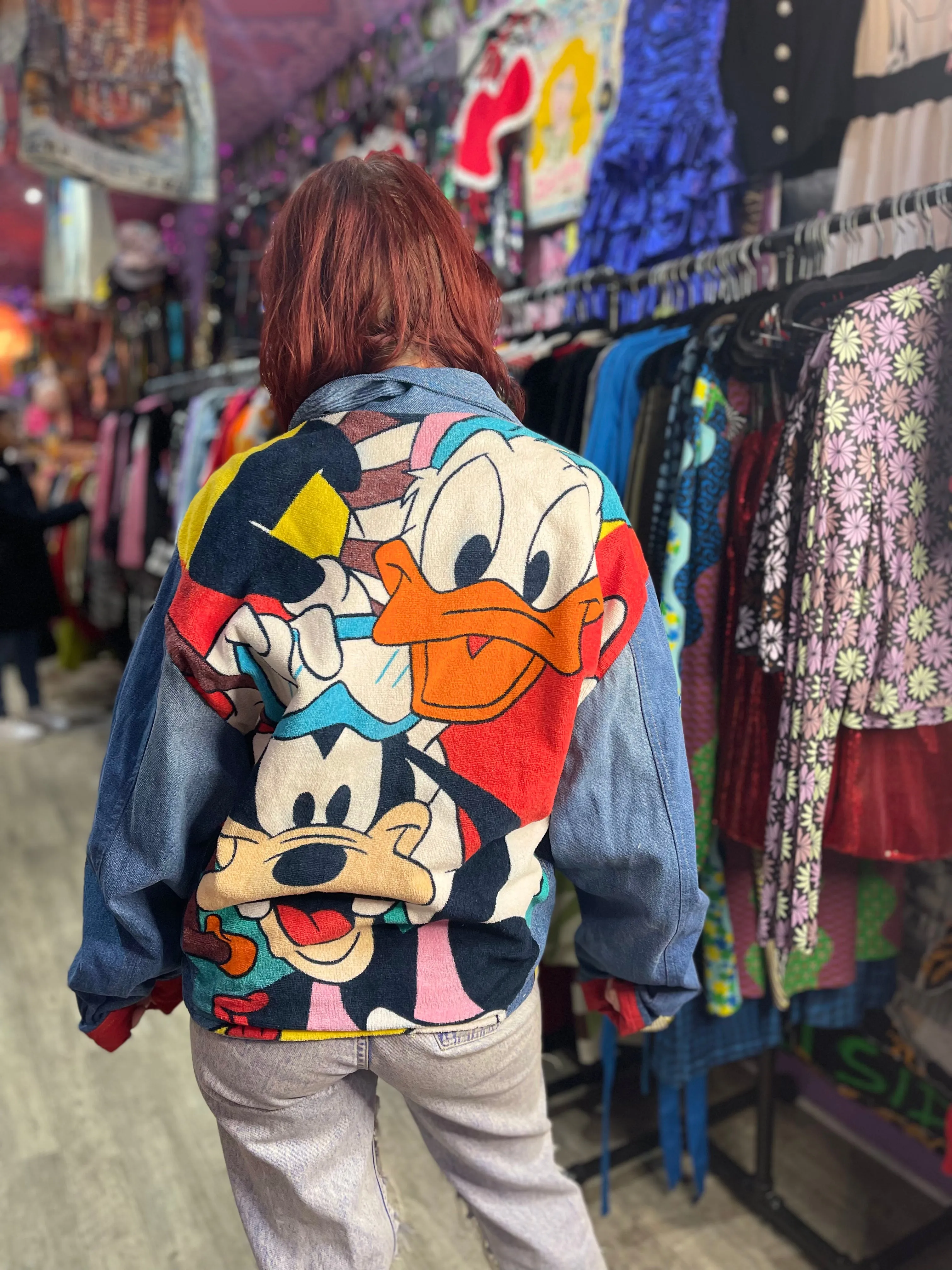 Vintage 80s Donald And Goofy Patchwork Denim Jacket