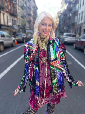 Vintage 80s Geometric Sequin Jacket