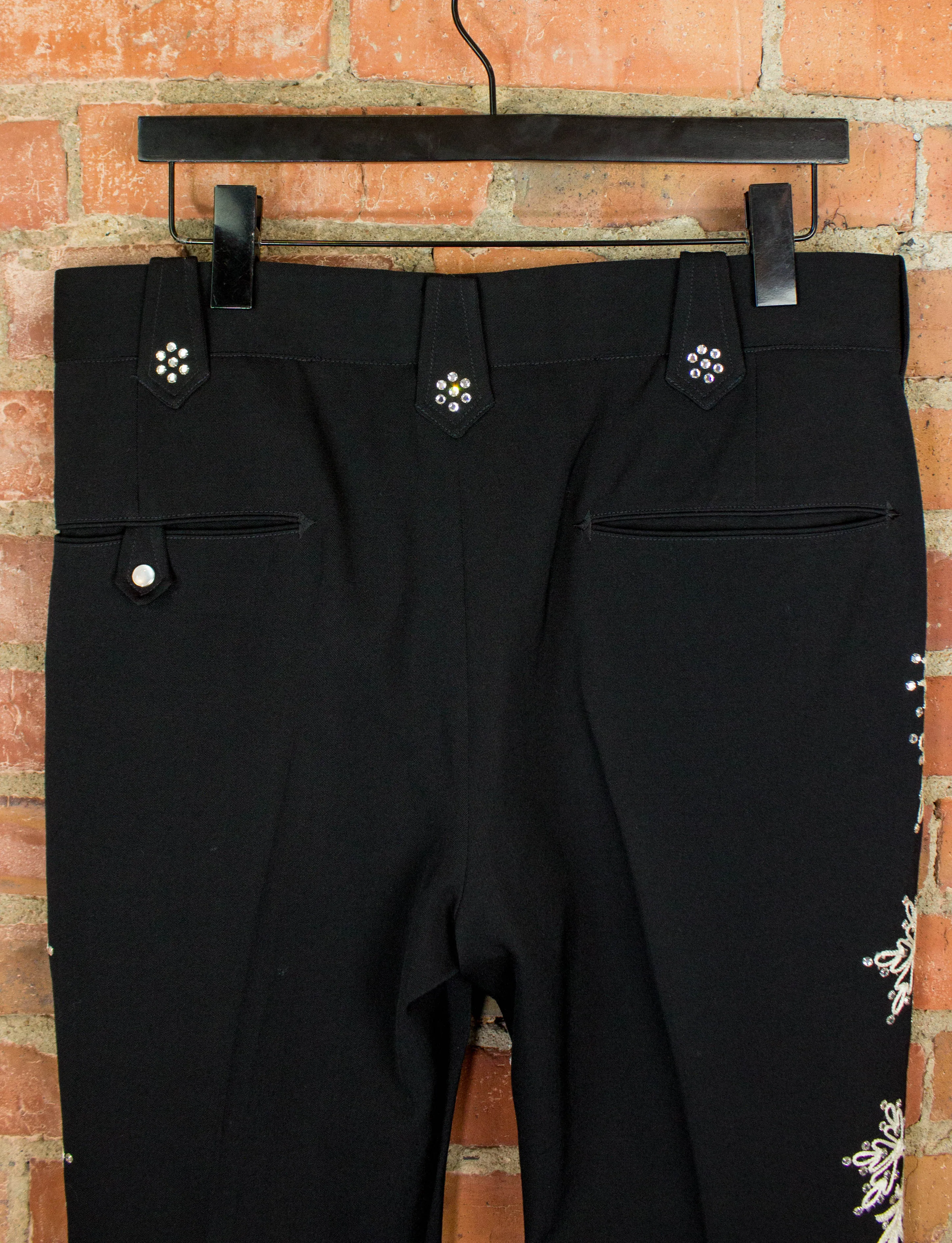 Vintage 80s Nudie's Rodeo Tailors Black and White Rhinestone Suit Pants 34x32