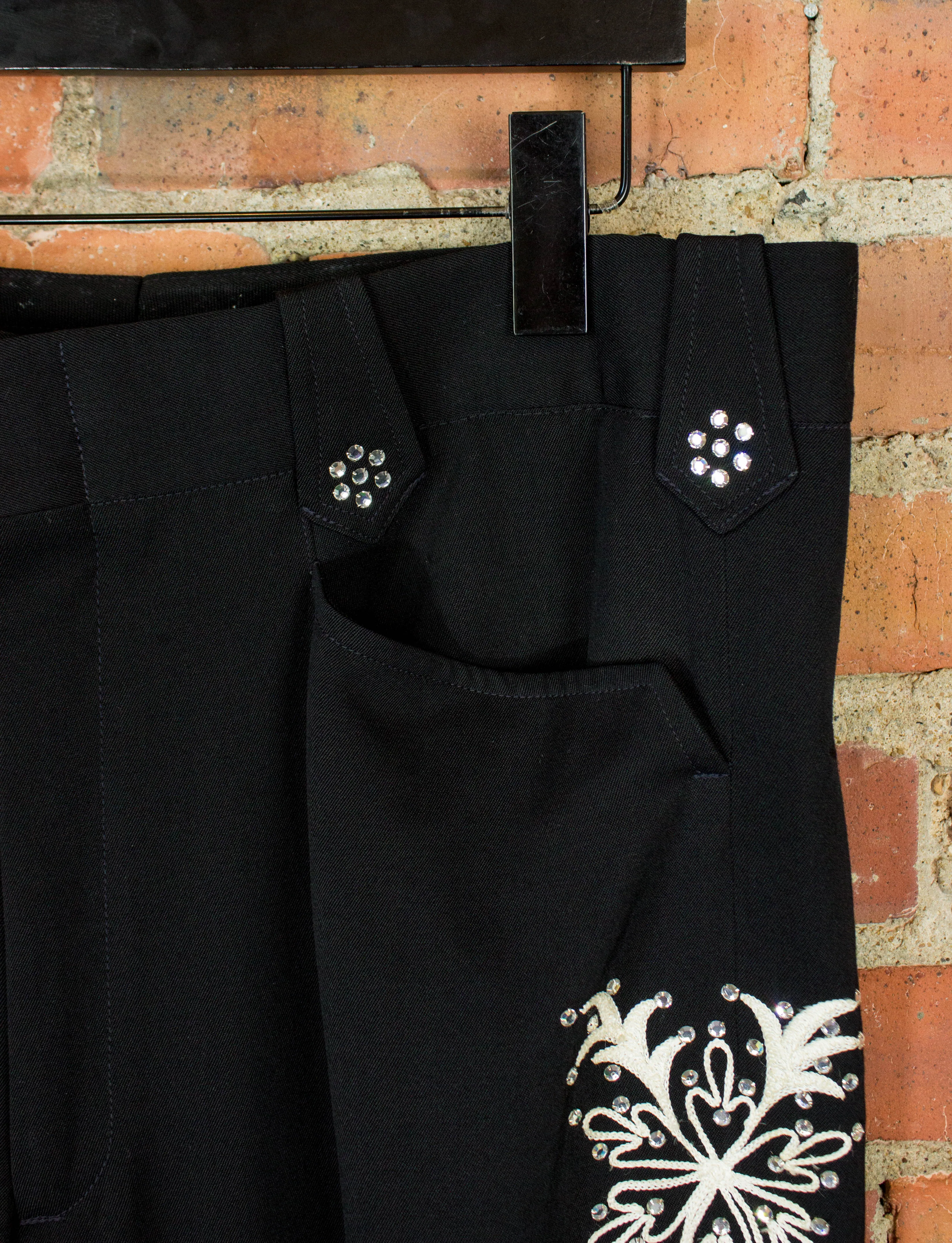 Vintage 80s Nudie's Rodeo Tailors Black and White Rhinestone Suit Pants 34x32