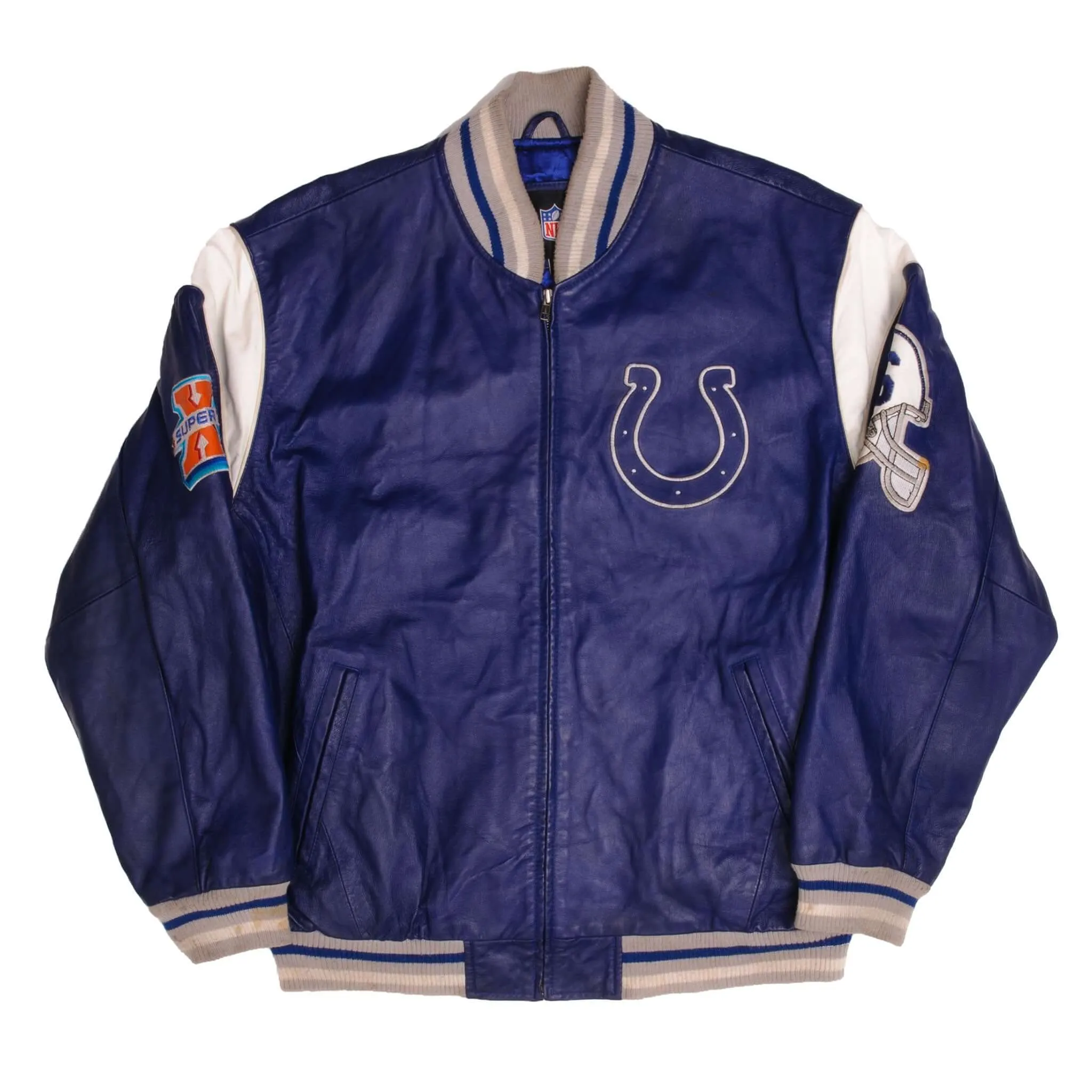 VINTAGE NFL INDIANAPOLIS COLTS SUPER BOWL CHAMPION 2006 LEATHER JACKET SIZE XL