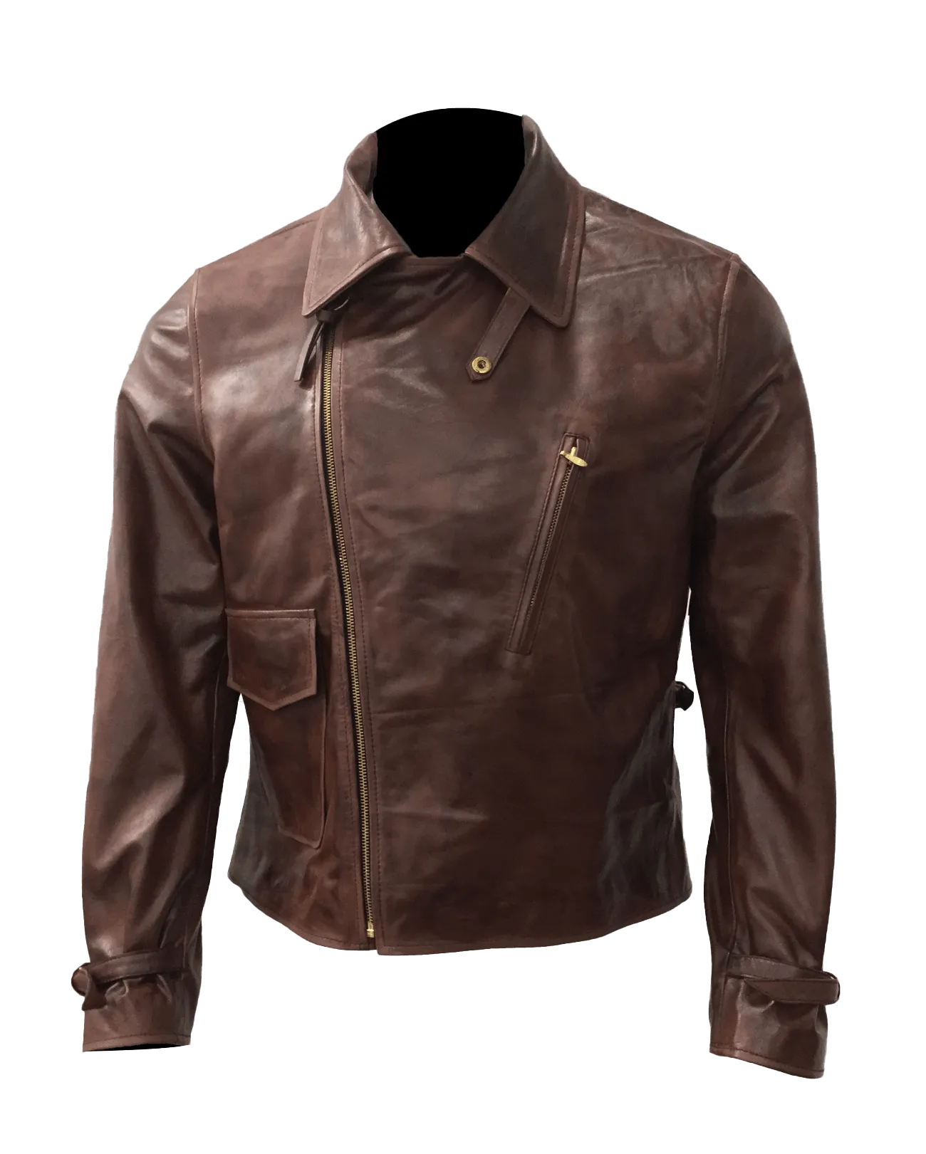 Vintage Style Asymmetrical Brown Jacket | Mens Vintage Style Asymmetrical Brown Leather Jacket