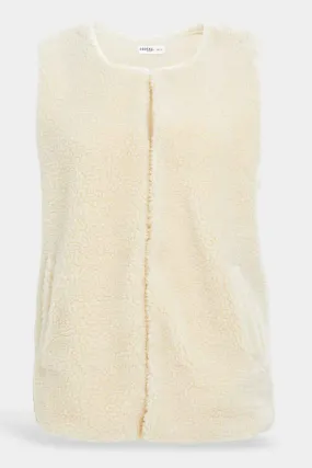 Women Ivory Sleeveless Fur Jacket