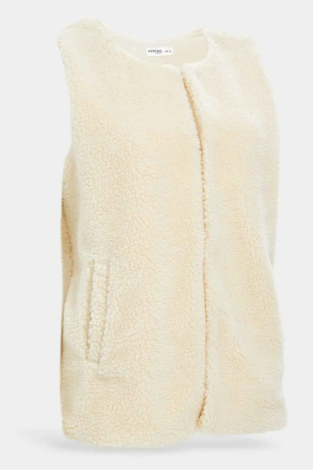 Women Ivory Sleeveless Fur Jacket