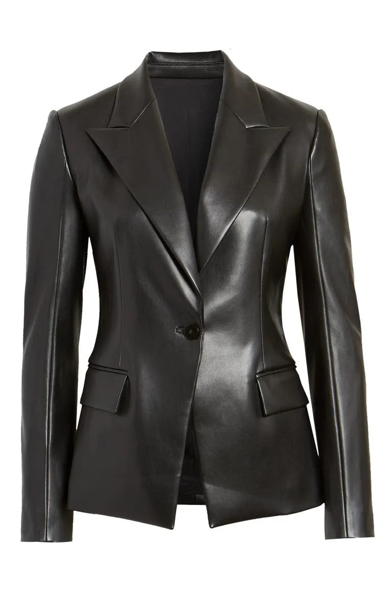 Women’s Classic Black Leather Blazer