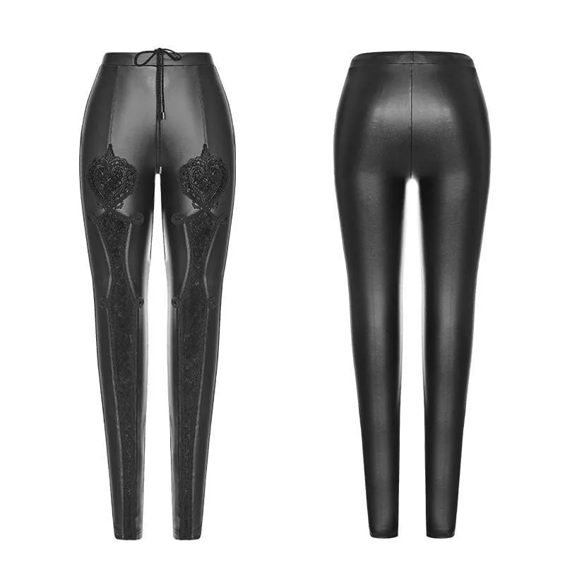 Women's Goth Punk Lace Inset Leggings