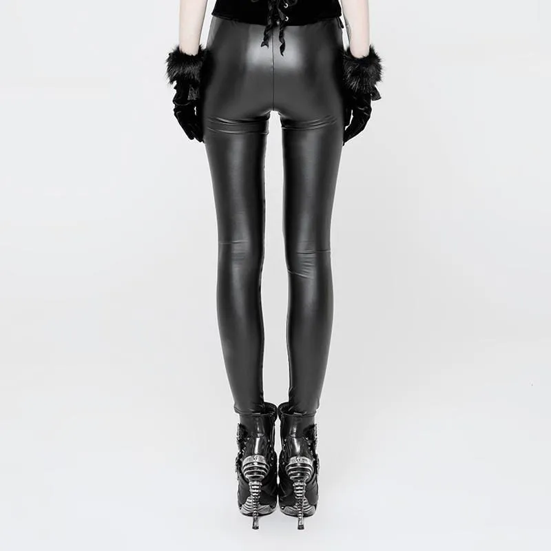 Women's Goth Punk Lace Inset Leggings